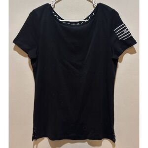 Lauren Ralph Lauren Women's Scoop Neck Short‎ Sleeve Top Size Large - Black